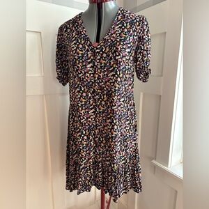 Floral Print Women's Button Up Babydoll Dress Size Small